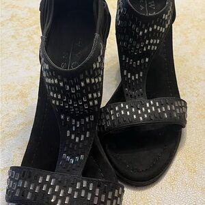Black Sequin Women's Wedges